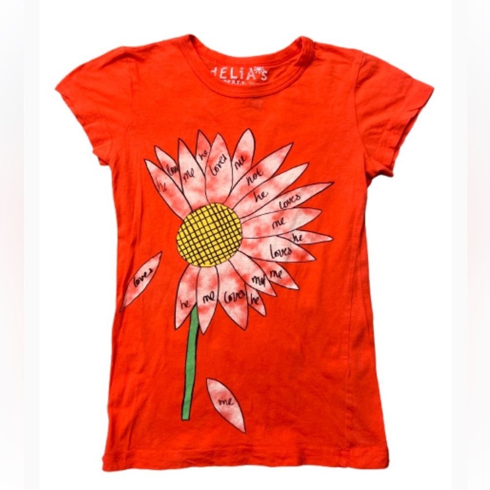 dELiA*s Y2K Vibrant Orange Fairy Grunge  Floral‎ Graphic Tee